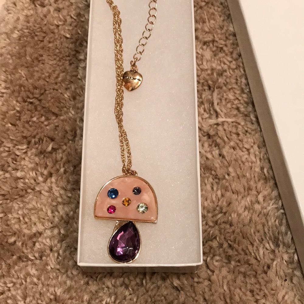NWT Betsey Johnson mushroom jewel necklace two sided - Picture 2 of 9